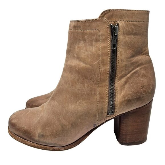 Frye Addie Double Zip Boots In Stone Tan Women’s Size 11 Leather Fall Winter - Picture 1 of 16